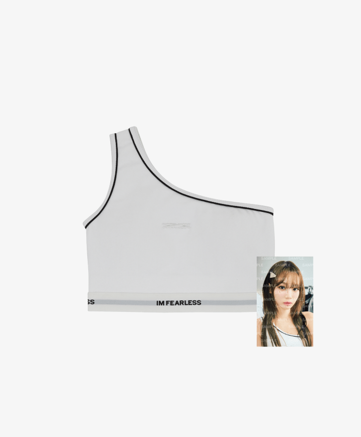 LE SSERAFIM IM FEARLESS - One Shoulder Bra Top (White)