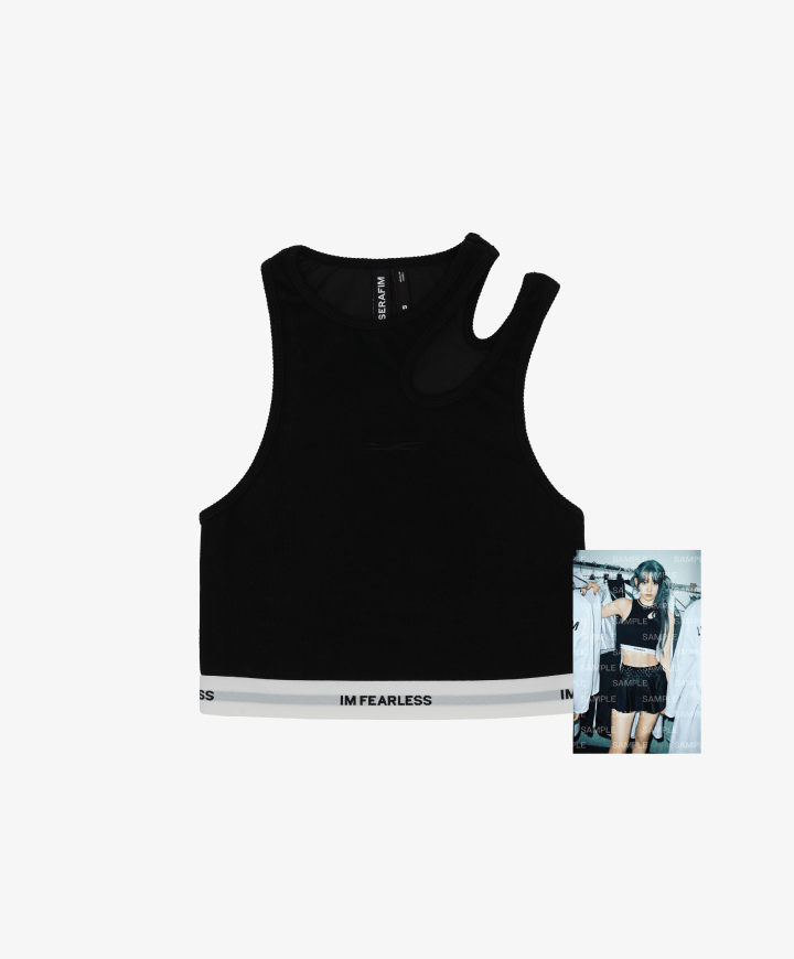 LE SSERAFIM IM FEARLESS - Cut-Out Neck Bra Top (Black)