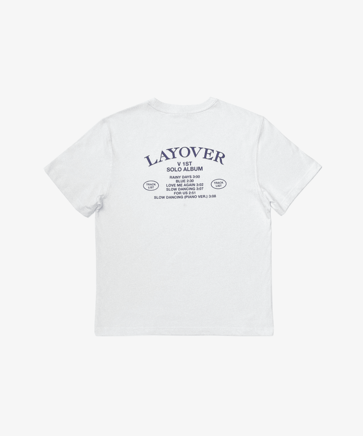 BTS V - LAYOVER 1ST SOLO ALBUM OFFICIAL MD - S/S T-shirt (Layover) (White)