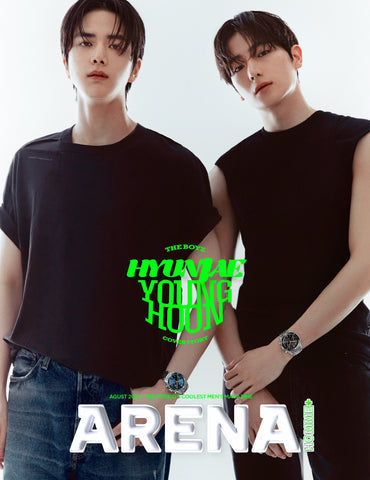 THE BOYZ HYUNJAE YOUNGHOON COVER ARENA HOMME MAGAZINE 2023 AUGUST ISSUE