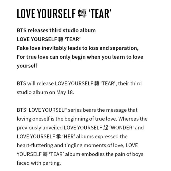 BTS - Love Yourself: Tear (3rd Album)