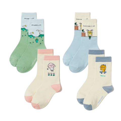 Kakao Friends Medium Socks Set (4 pairs)
